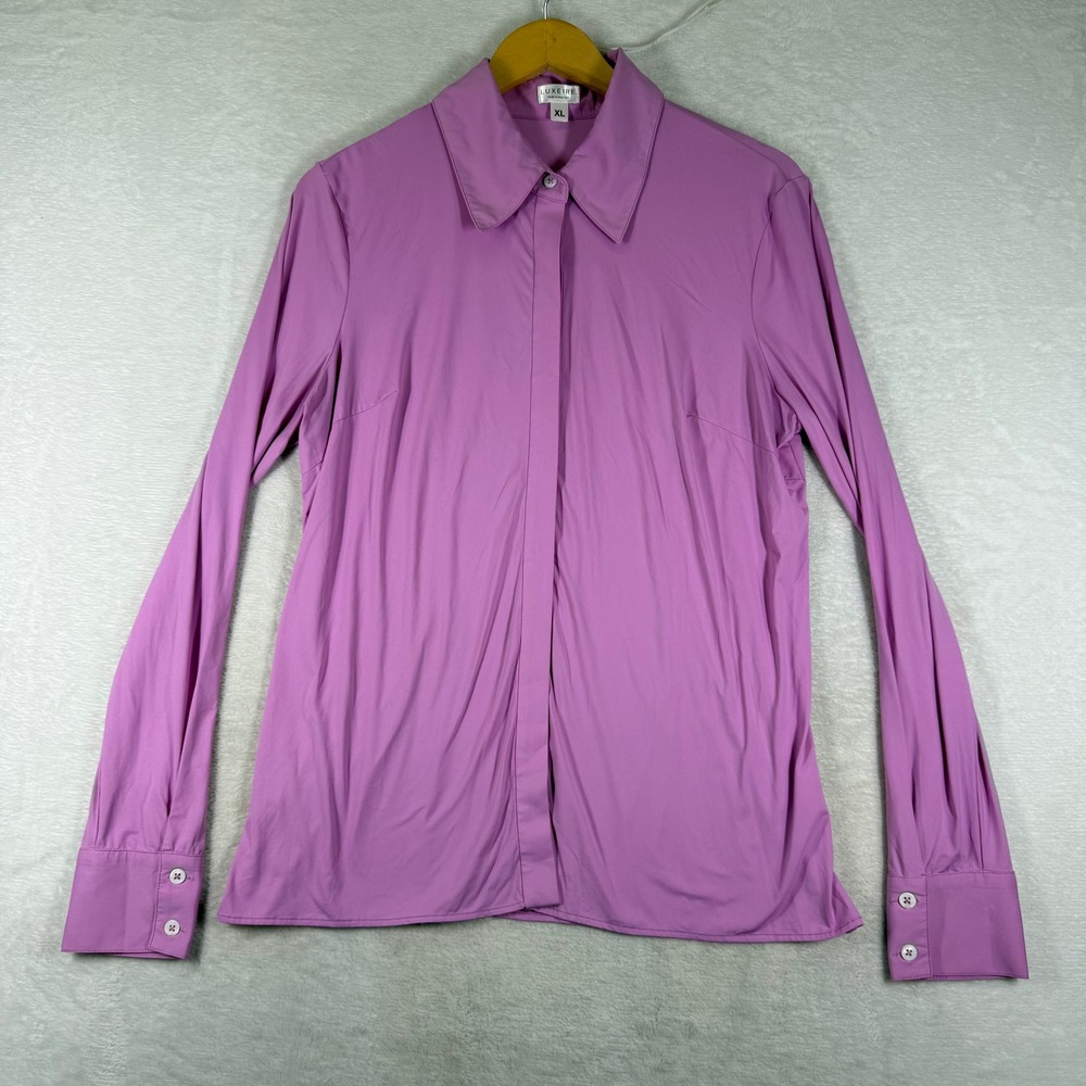 Luxeire Renew Fine Orchid Purple Stretch Button Down Shirt Womens XL